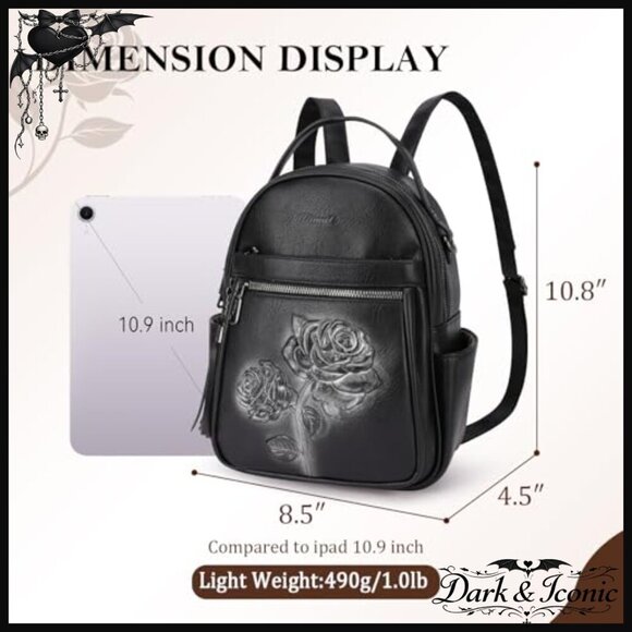 Mini Vegan Leather Backpack Purse, 8 Pockets, Water Resistant, Travel Daypack